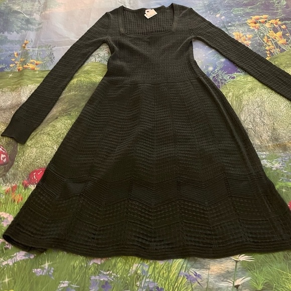 M by Missoni Square Neck Knit Fit Flare Dress, Forest Green, Size IT44/8 US, EUC - Picture 8 of 11